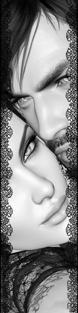 Free dark romance bookmark featuring a gray-themed couple in a close leaning hug